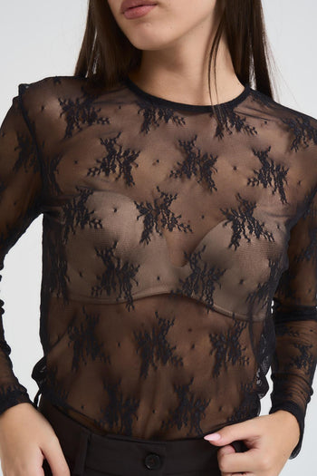 Maglia pizzo donna nera - 3