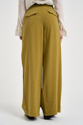 Pantalone donna con pinces verde olio - 3