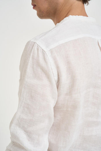 Camicia uomo in lino bianca - 5