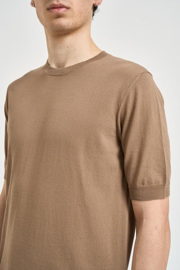 T-shirt uomo in maglia marrone - 3