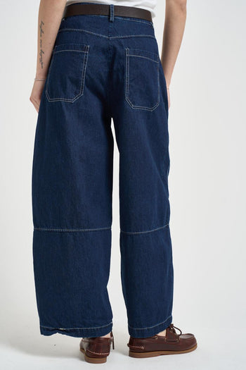 Jeans donna linea ampia in denim blu - 3