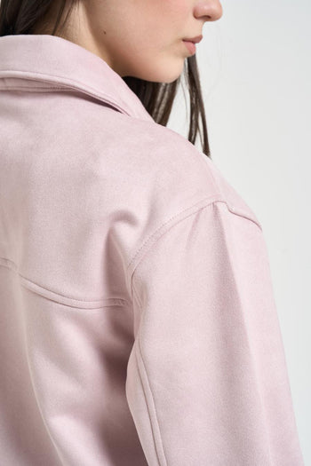 Giubbotto donna in suede rosa - 4