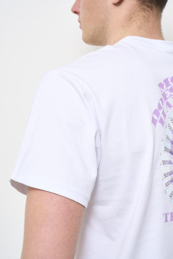 Men's white crew neck T-shirt with print - 5