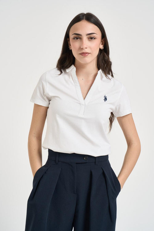 Polo donna bianca in piqué
