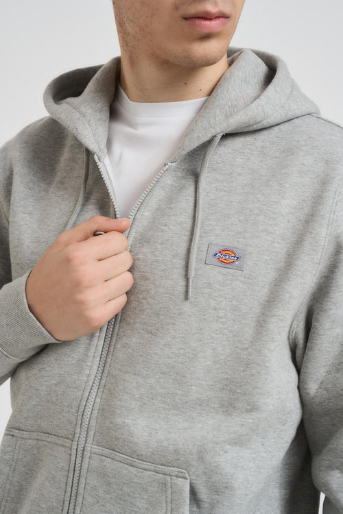 Felpa uomo con cappuccio e zip grigia - 2