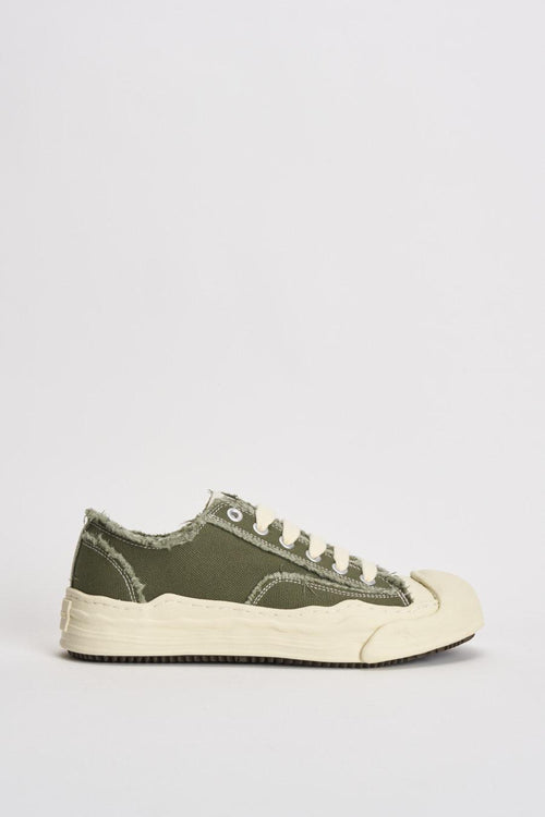 Sneakers uomo verde militare in canvas