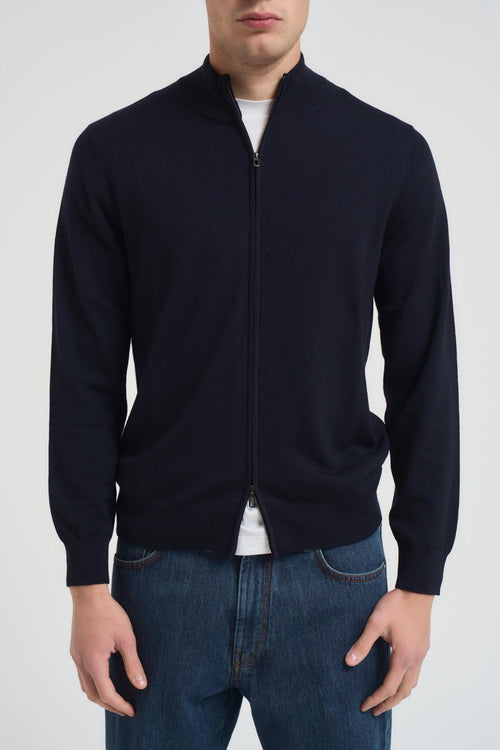 Maglia uomo con zip blu notte