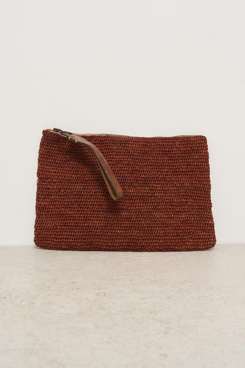 Pochette donna Ampy in rafia mattone