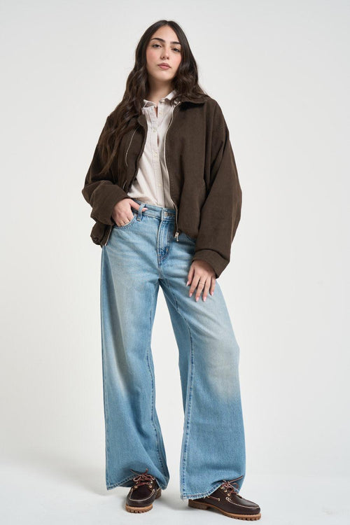 Giubbotto donna in denim marrone