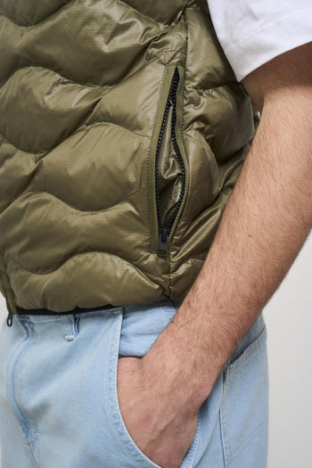 Men's green quilted down vest - 4