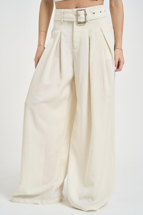 Pantalone donna a palazzo panna
