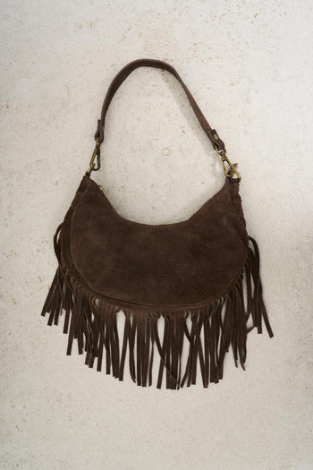 Brown Suede Women's Shoulder Bag - 3