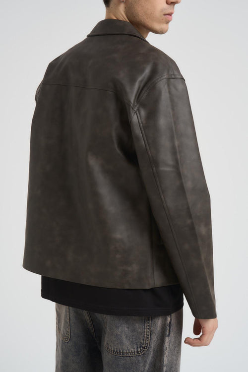 Giubbotto uomo ecopelle grigio - 2