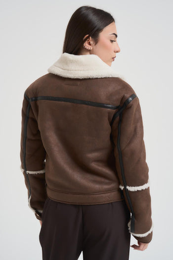 Ecomontone donna corto marrone - 4