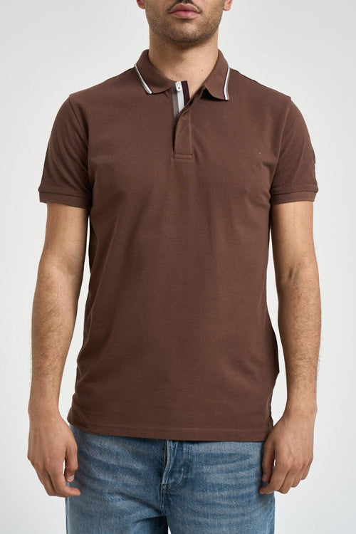 Polo uomo piqué marrone