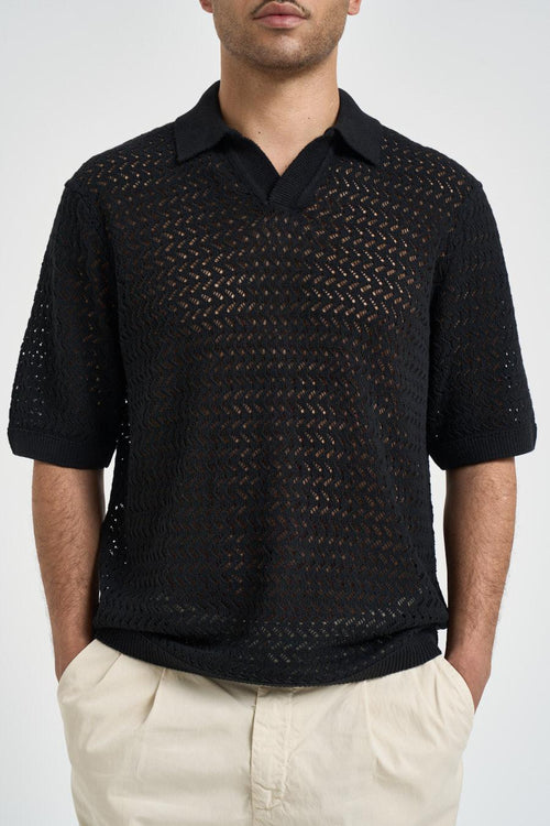 Polo uomo traforata nera - 2