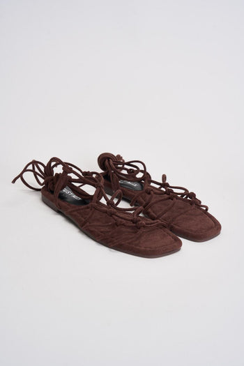 Sandalo donna marrone effetto suede - 3