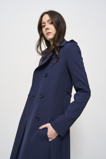 Women's double-breasted trench coat in blue - 5