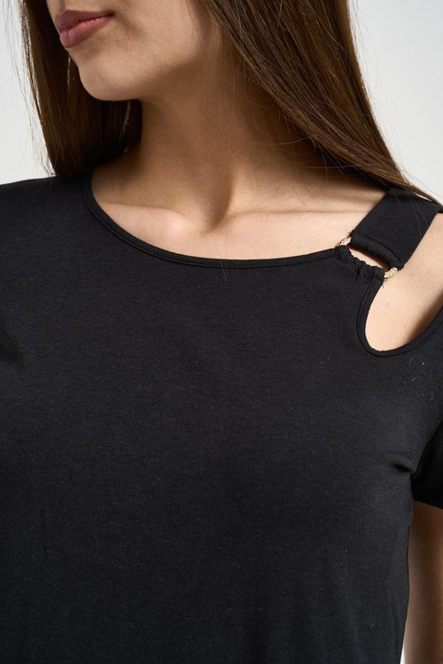 T-shirt donna girocollo nera - 2