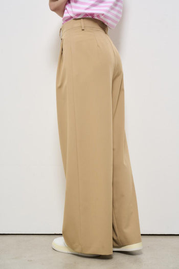 Pantalone donna cammello palazzo - 4