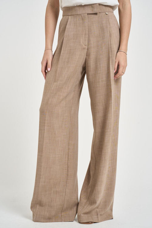 Pantalone donna gamba larga beige