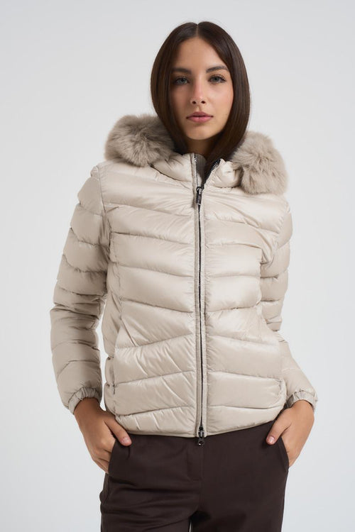 Piumino donna panna in nylon trapuntato - 2