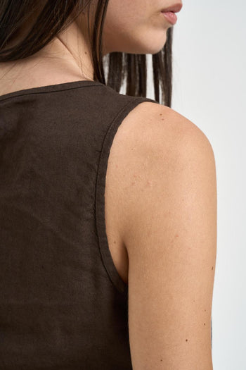 Top donna smanicato marrone - 5