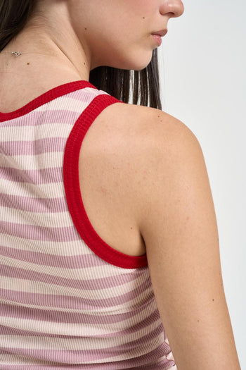 Top donna a righe rosa e rosso - 4