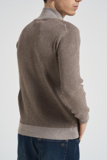 Maglia uomo a mezzo collo tortora - 4