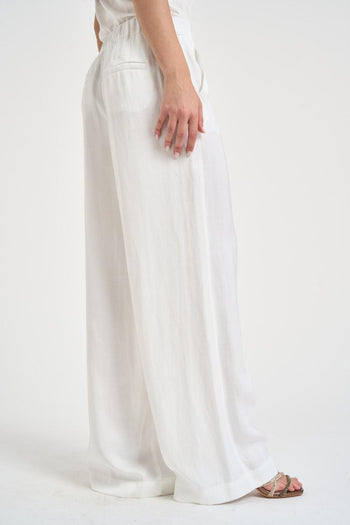 Pantalone donna gamba ampia bianco - 4