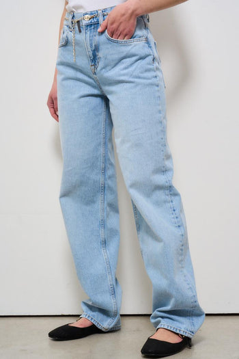 Jeans donna gamba dritta in denim chiaro - 3