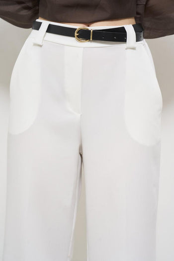 White women's trousers with belt - 6