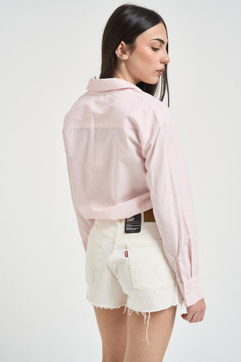 Camicia donna gessata rosa - 3