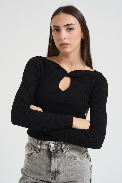 Maglia donna con dettaglio cut-out nera