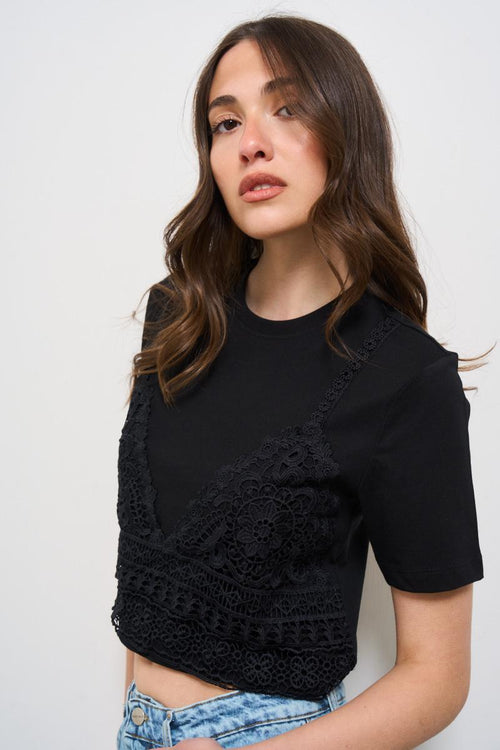 T-shirt donna cropped nero - 2