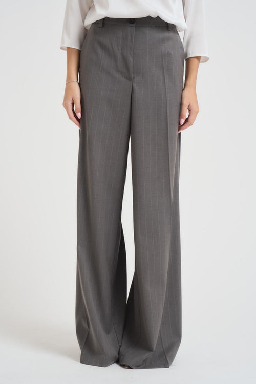 Pantalone donna palazzo gessato grigio