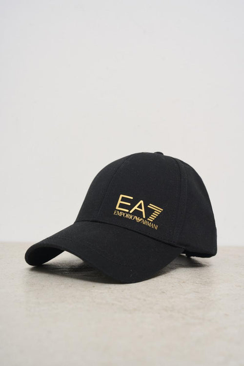Cappello uomo nero con logo oro - 2