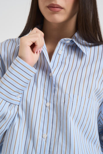 Camicia donna a righe celeste - 3