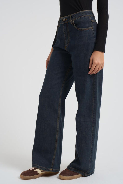 Jeans donna a palazzo in denim scuro - 2