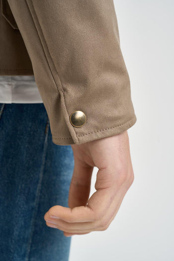 Giubbotto uomo in pelle scamosciata fango - 5