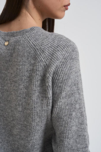 Maglia donna grigia a costine - 4