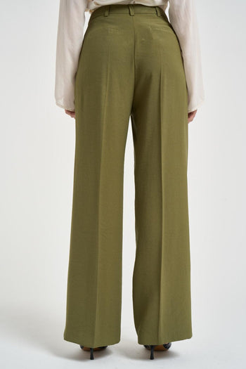 Pantalone donna gamba dritta verde oliva - 3