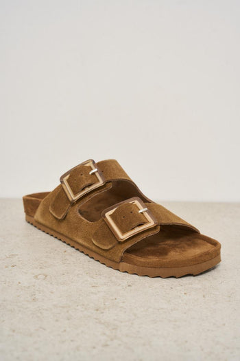 Women's brown suede sandal - 3