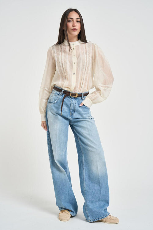 Camicia donna semi-trasparente avorio