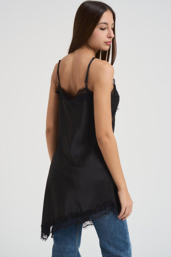 Abito donna asimmetrico in pizzo nero - 4