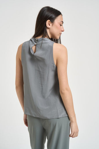 Blusa donna smanicata grigia - 4