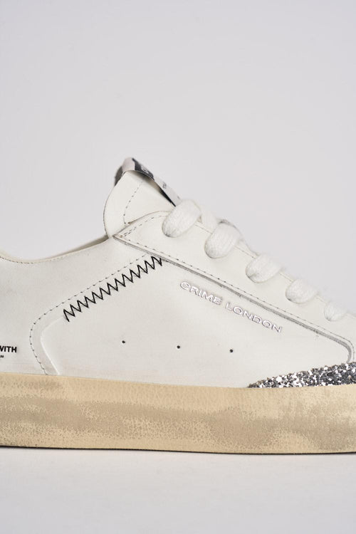 Sneakers donna bianche e glitter argento - 2