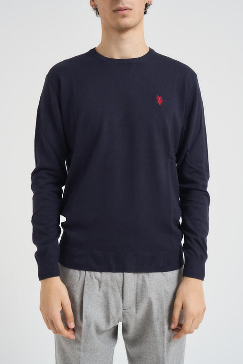 Maglia uomo girocollo cotone e cashmere blu