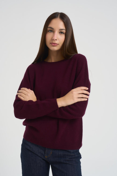 Maglia donna scollo a barchetta bordeaux
