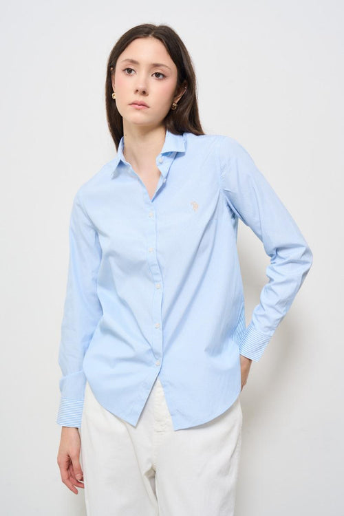 Camicia donna a righe celeste